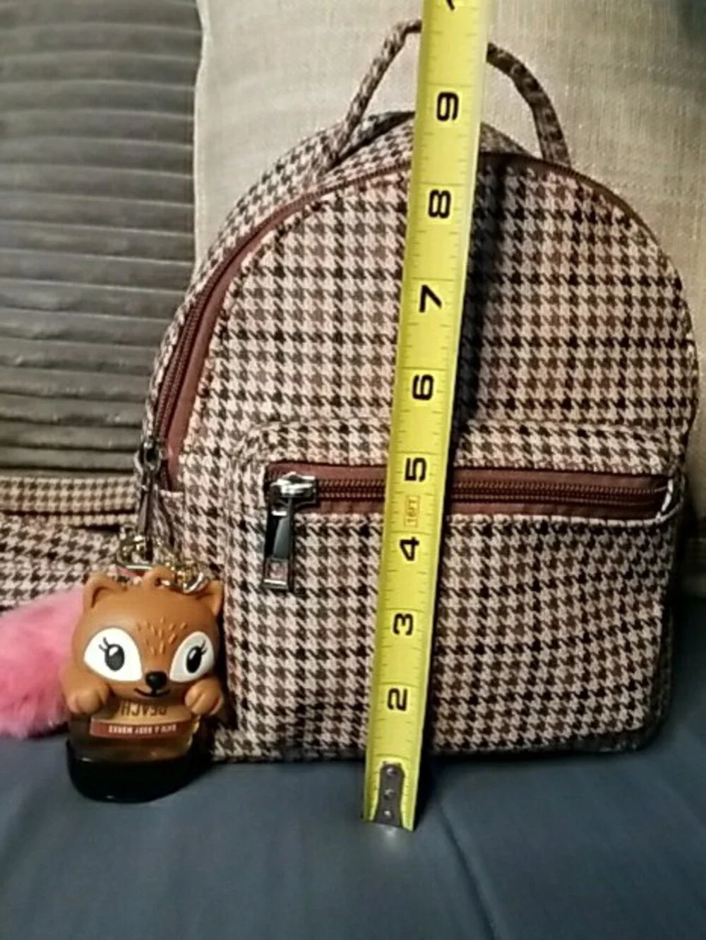 Cato Brown & Black Houndstooth Mini Backpack
